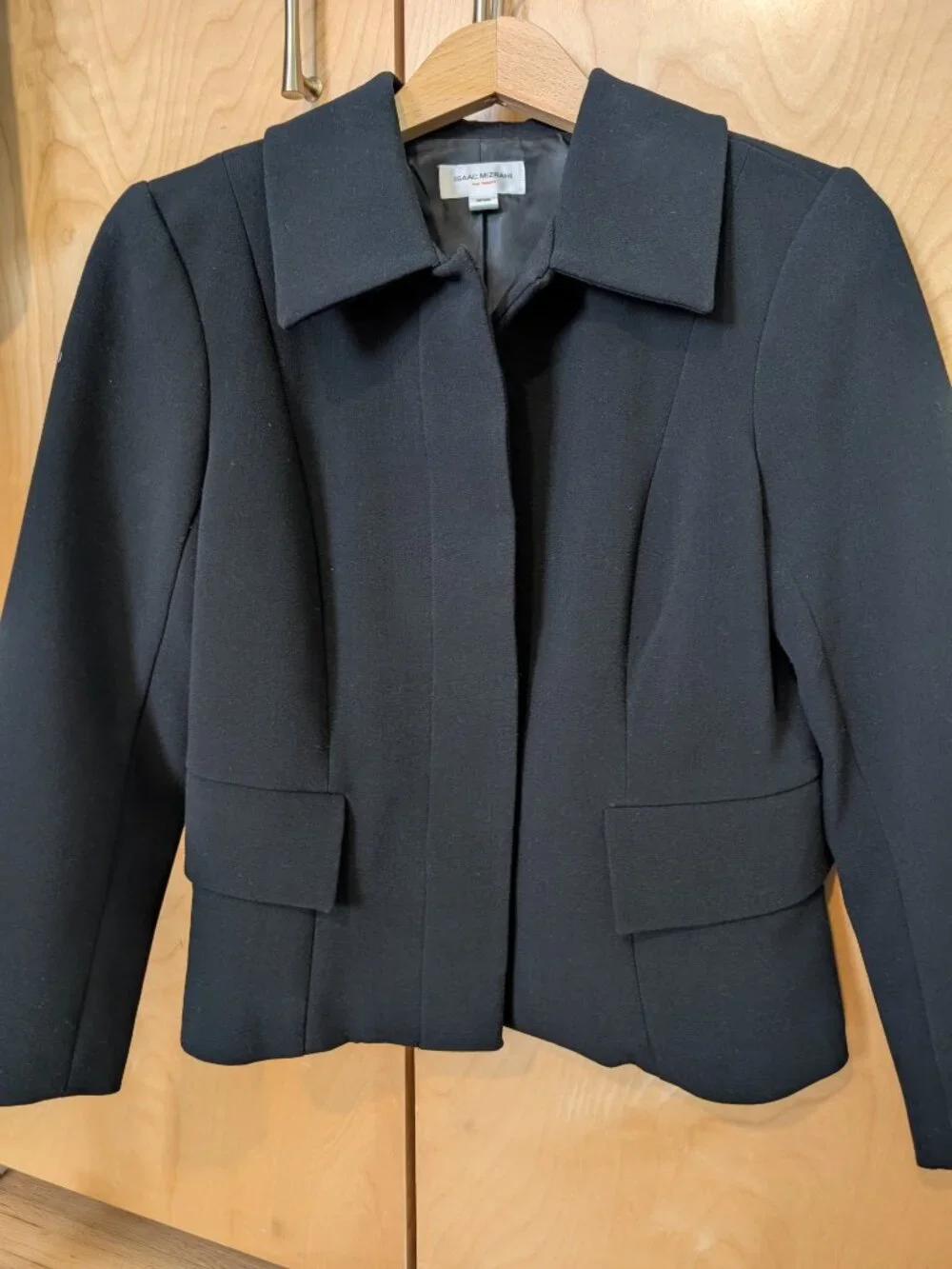 Issac Mizrahi Short Black Blazer Jacket with Bracelet Sleeves